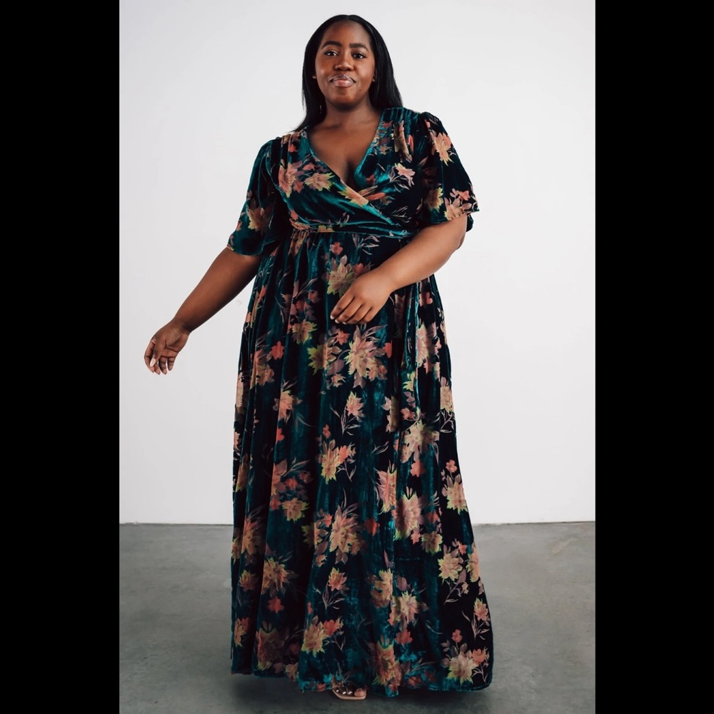 Baltic Born Uma Velvet Maxi Dress Jade Floral XL